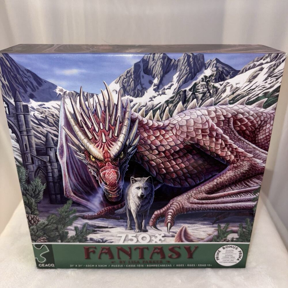 Lisa Parker Alliance 750 Pc Ceaco Jigsaw Puzzle Dragon & Wolf Fantasy NEW